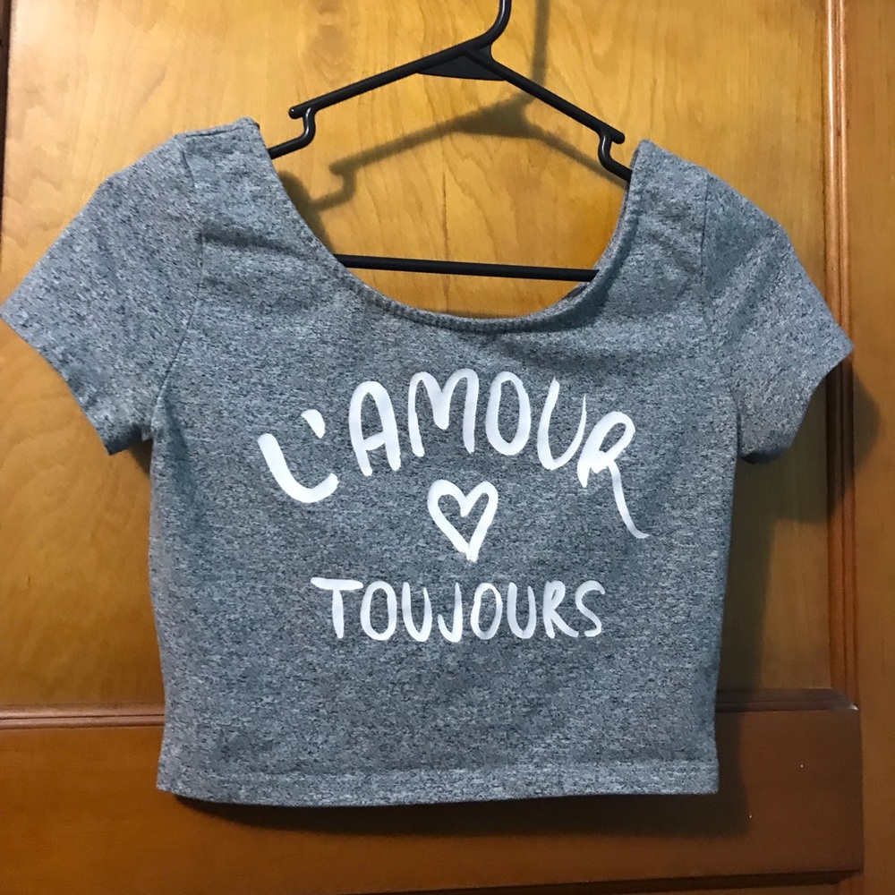 Divided H&M Grey Graphic Crop Top